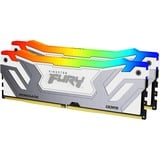 Kingston 48 GB DDR5-8400 (2x 24 GB) Dual-Kit werkgeheugen Zilver/wit, KF584CU40RWAK2-48, Renegade RGB, XMP 3.0