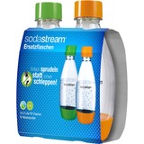 SodaStream PET-fles 0,5 liter druppelvorm, duopack drinkfles Transparant, 1x oranje, 1x groen