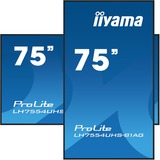 iiyama Prolite LH7554UHS-B1AG 75" 4K Ultra HD Public Display Zwart, 4K UHD, HDMI, DisplayPort, Audio, WLAN, Android