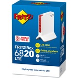 AVM FRITZ!Box 6820 LTE v3 International wlan lte router Wit/rood, 4G (LTE), 3G/3G+ (UMTS/HSPA+), Mesh Wi-Fi