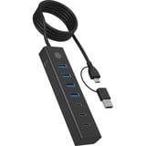 ICY BOX 7-Port HUB IB-HUB1737-C3 usb-hub Zwart, USB 3.2 Gen 1 Type-C