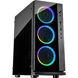 Inter-Tech W-III RGB Tower-behuizing Zwart | 2x USB-A 2.0 | USB-A 3.2 (5 Gbit/s) | 2x Audio | Window-kit