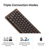 Keychron K3 Max-H1W All-Wood Special Edition RGB mechanisch toetsenbord Houtkleur, US lay-out (QWERTY), Keychron Milk POM Red, 75%, RGB leds, Double-shot PBT, hot swap, 2.4GHz | Bluetooth 5.1 | USB-C