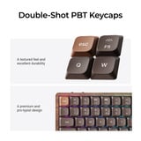 Keychron K3 Max-H1W All-Wood Special Edition, toetsenbord Houtkleur, US lay-out, Keychron Milk POM Red, RGB leds, 75%, Double-shot PBT, hot swap, 2.4GHz | Bluetooth 5.1 | USB-C