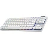 Logitech PRO X TKL, gaming toetsenbord Wit, US-International, GX Brown, 80% (TKL), RGB leds, PBT Doubleshot keycaps, 2,4 GHz / Bluetooth / USB-C