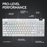 Logitech PRO X TKL, gaming toetsenbord Wit, GX Brown, 80% (TKL), RGB leds, PBT Doubleshot keycaps, 2,4 GHz / Bluetooth / USB-C