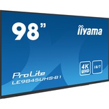 iiyama ProLite LE9845UHS-B1 98" 4K Ultra HD Public Display Zwart, 4K, VGA, HDMI, USB 3.0, LAN, WiFi, Audio