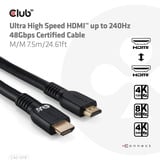 Club 3D Ultra High Speed HDMI 2.1 gecertificeerde kabel male-male Zwart, 7,5 meter, 4K 240Hz, 8K 60Hz, 48Gbps