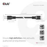 Club 3D Ultra High Speed HDMI 2.1 gecertificeerde kabel male-male Zwart, 7,5 meter, 4K 240Hz, 8K 60Hz, 48Gbps