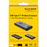 DeLOCK Externe M.2 NVMe SSD behuizing USB-C 40 Gbps met RGB externe behuizing Grijs/zwart, met ventilator