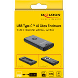 DeLOCK Externe behuizing voor M.2 NVMe SSD met USB-C 40 Gbps Grijs/zwart, met ventilator