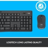 Logitech MK295 Silent Wireless Keyboard and Mouse Combo, desktopset Zwart, US lay-out