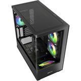 Sharkoon ELITE SHARK CM100 midi tower behuizing Zwart | 2x USB-A | 1x USB-C | RGB | Tempered Glass
