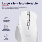 Trust Ozaa+ Draadloze Muis Zijscrollwiel Oplaadbaar  Wit, 800-3200 Dpi, 2.4GHz, 2x Bluetooth