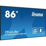 iiyama ProLite LH8665UHSB-B1 86" 4K Ultra HD Public Display Zwart, HDMI, DisplayPort, LAN, WiFi, Audio, USB, Android