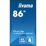 iiyama ProLite LH8665UHSB-B1 86" 4K Ultra HD Public Display Zwart, HDMI, DisplayPort, LAN, WiFi, Audio, USB, Android