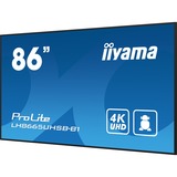 iiyama ProLite LH8665UHSB-B1 86" 4K Ultra HD Public Display Zwart, HDMI, DisplayPort, LAN, WiFi, Audio, USB, Android