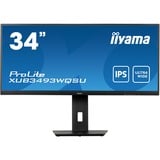 iiyama ProLite XUB3493WQSU-B5 34" UltraWide monitor Zwart, 75 Hz, UWQHD, HDMI, DisplayPort, USB, AMD FreeSync