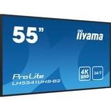 iiyama Prolite LH5541UHS-B2 54.6" 4K Ultra HD Public Display Zwart, 4K UHD, VGA, HDMI, Audio, LAN