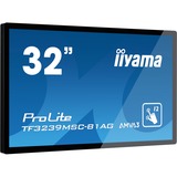 iiyama Prolite TF3239MSC-B1AG 32" Public Display Zwart, Touch, VGA, HDMI, DisplayPort, LAN, Audio