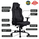 Arozzi Vernazza Soft Fabric - Pure Black gamestoel Zwart