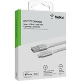 Belkin Boost Charge Lightning/ USB-A kabel met slimme led, 1,2 meter Wit, CAA007bt04WH