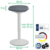 Leitz Ergo Wiebelkruk met Gasveer (57 - 82 cm) stoel Grijs