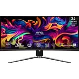 MSI MAG 341CQP QD-OLED 34" Curved UltraWide gaming monitor Zwart, 2x HDMI, DisplayPort, 2x USB-A, USB-B, USB-C, 175 Hz