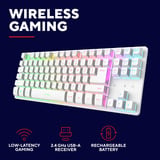 Trust GXT 831W Thado Draadloos TKL RGB gaming toetsenbord Wit, US lay-out (QWERTY), 80% (TKL), 2,4GHz