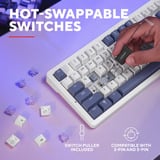 Trust GXT 872 Xyra Mechanisch TKL-gamingtoetsenbord Wit, US lay-out (QWERTY), Leobog Seiya, 80% (TKL)	, RGB, hot swap