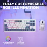 Trust GXT 872 Xyra Mechanisch TKL-gamingtoetsenbord Wit, US lay-out (QWERTY), Leobog Seiya, 80% (TKL)	, RGB, hot swap
