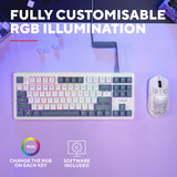 Trust GXT 872 Xyra Mechanisch TKL-gamingtoetsenbord, gaming toetsenbord Wit, US lay-out, Leobog Seiya, 80% (TKL), RGB, hot swap