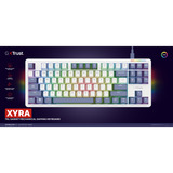 Trust GXT 872 Xyra Mechanisch TKL-gamingtoetsenbord, gaming toetsenbord Wit, US lay-out, Leobog Seiya, 80% (TKL), RGB, hot swap