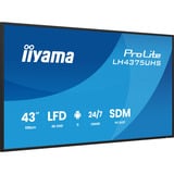 iiyama ProLite LH4375UHS-B2AG 42.5" 4K Ultra HD Public Display Zwart (mat), 3x HDMI | 1x DisplayPort | LAN | WiFi | 24/7