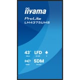 iiyama ProLite LH4375UHS-B2AG 42.5" 4K Ultra HD Public Display Zwart (mat), 3x HDMI | 1x DisplayPort | LAN | WiFi | 24/7