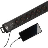 Brennenstuhl Premium-Line stekkerdoos 6-voudig met USB C PD 30W en USB A 18W Zwart, 6x stekker, 1x USB-C, 1x USB-A, 1x USB-A, 1x USB-C