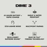 Skullcandy Dime 3 True Wireless Earbuds  hoofdtelefoon Zwart, Bluetooth® 5.3