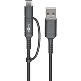goobay Oplaad- en synchronisatie-combinatiekabel USB-A > Micro-USB / USB-C Zwart, 1 meter