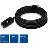 ACT Connectivity USB 2.0 Signaalversterker, 5 meter verlengkabel Zwart