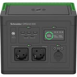 APC Schneider OffGrid draagbare Power station 500 powerstation Zwart/groen, PPS500-GR, Lithium-ion batterij 517Wh, 2x 230V 500W, 3x USB-A, 2x USB-C PD