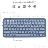 Logitech K380 Multi-Device Bluetooth Draadloos keyboard, toetsenbord Donkerblauw/wit, US-International, Bluetooth