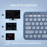 Logitech K380 Multi-Device Bluetooth Draadloos keyboard, toetsenbord Donkerblauw/wit, US-International, Bluetooth