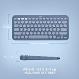 Logitech K380 Multi-Device Bluetooth Draadloos keyboard, toetsenbord Donkerblauw/wit, US-International, Bluetooth