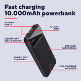 Trust Avala Snelle PD-powerbank, 10.000 mAh Zwart, USB-C