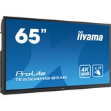 iiyama ProLite TE6504MIS-B3AG 65" 4K Ultra HD Public Display Zwart, 4K UHD, VGA, HDMI, USB, LAN, WiFi, Audio, Touch
