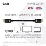 Club 3D Gecertificeerde Ultra High Speed HDMI 2.1 kabel Zwart, 3 meter, 8K