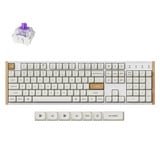 Keychron K10 HE-Q1, toetsenbord Wit/houtkleur, US lay-out, Gateron Double-Rail Magnetic Nebula, RGB leds, OSA Double-shot PBT, hot swap, USB-C | 2.4 GHz | Bluetooth 5.1