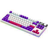 LORGAR KBP70TKLW RGB mechanisch gaming toetsenbord Wit, US lay-out (QWERTY), LOGAR Toxic Purple, 80% (TKL)	, TKL, RGB, Hot-swappable, PBT Double-shot, Bluetooth / 2.4GHz / USB