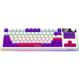 LORGAR KBP70TKLW RGB mechanisch gaming toetsenbord Wit, US lay-out (QWERTY), LOGAR Toxic Purple, 80% (TKL)	, TKL, RGB, Hot-swappable, PBT Double-shot, Bluetooth / 2.4GHz / USB