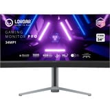 LORGAR Pro 34MP1 34" Curved UltraWide gaming monitor Zwart/grijs, HDMI, DisplayPort, USB C, Audio